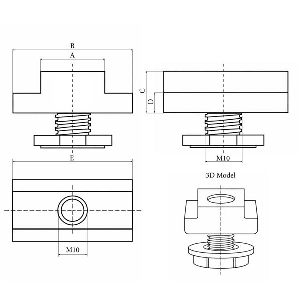 Vložky do T-drážek 14 x 8 mm M12, 2dílná sada