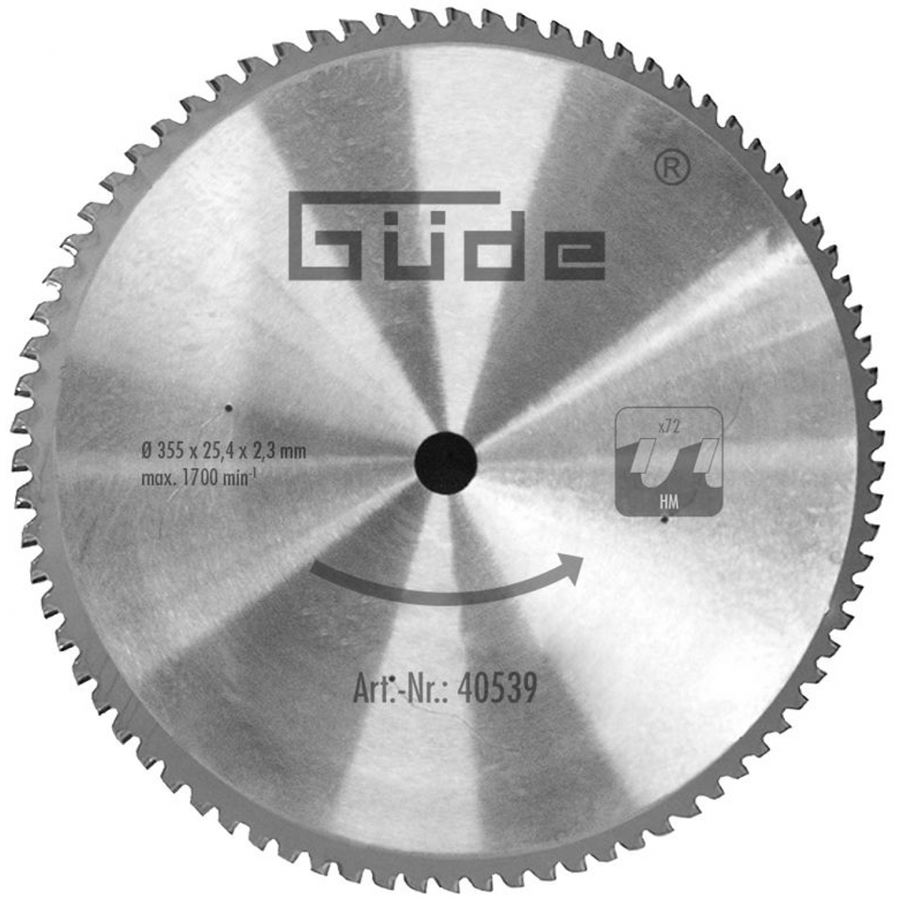Güde 40539 pilový kotouč na kov 355 x 25,4 mm/72 zubů