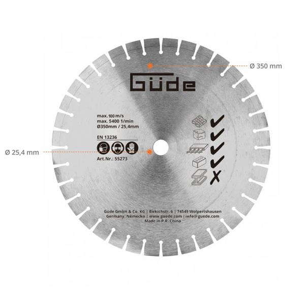 Diamantový kotouč segmentový 350 x 25,4 x 2,2 mm