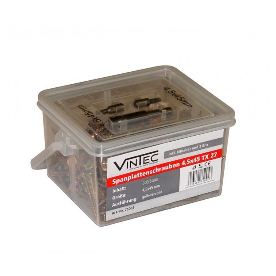 VINTEC V75004 Vruty 4,5 x 45 mm, pozinkované a žlutě chromátované, TORX (300 ks)